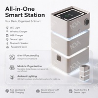 Table de chevet intelligente moderne avec chargeur USB et sans fil, haut-parleur Bluetooth, lumière à capteur pour villa