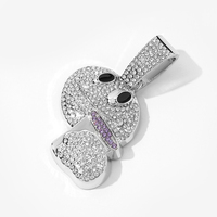 Bijoux tendance glacés à la mode Alliage plaqué or Bling Cristal Émoticône Mignon Pendentif Collier