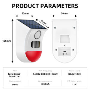 Tuya capteur <span class=keywords><strong>de</strong></span> <span class=keywords><strong>mouvement</strong></span> solaire alarme <span class=keywords><strong>de</strong></span> <span class=keywords><strong>détecteur</strong></span> <span class=keywords><strong>de</strong></span> <span class=keywords><strong>mouvement</strong></span> extérieur sensibilité réglable 120db sirène <span class=keywords><strong>sonore</strong></span> lumière IP67 étanche - Product Image 6