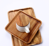 Plateau de service rectangulaire ovale en bois d'acacia, plateau en bois massif pour la présentation de nourriture, de desserts et de café, pour la cuisine, le café, le restaurant