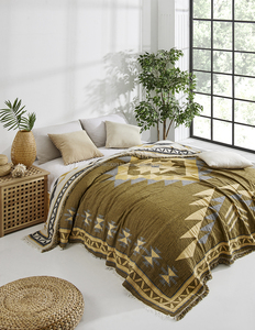 Stylish Design 100% Cotton Blanket Jacquard Throw 230x260cm 90x102inch Jacquard Collection Blanket <b>Bedspread</b> - Product Image 5