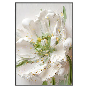 Impression abstraite de fleurs sur toile encadrée dorée élégante, décoration murale moderne <span class=keywords><strong>simple</strong></span> pour la maison, le bureau, grand format, à suspendre, fleurs au sol - Product Image 5