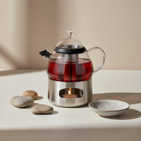 Cafetière à piston portable en verre de 350 ml avec couvercle en bambou, double paroi en acier inoxydable