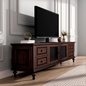 American <strong>Retro</strong> Style All-solid Wood <strong>TV</strong> <strong>Stand</strong> with Storage Drawers for Living Room Furniture - Product Image 3