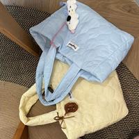 Sac fourre-tout matelassé en coton épais et doux pour femme, grand format, style voyage, avec logo personnalisé, sac à bandoulière ouvert