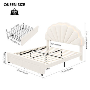 <span class=keywords><strong>Lit</strong></span> King Size et <span class=keywords><strong>Lit</strong></span> Enfant <span class=keywords><strong>de</strong></span> Style Mid-Century Moderne avec Rangement et Tête <span class=keywords><strong>de</strong></span> <span class=keywords><strong>Lit</strong></span> Lumineuse - Product Image 5