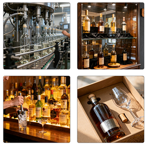 Bouteille à liqueur en verre transparent de 500 ml avec motif à rayures verticales et bouchon en liège pour whisky, vodka, <span class=keywords><strong>gin</strong></span>, rhum, tequila, spiritueux, vente en gros - Product Image 3