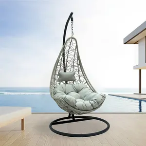 Alta Qualidade Moderna Pátio Jardim Mobiliário Ao Ar Livre Lazer Ovo Em Forma De Ninho Cesta Adulto Wicker Rattan Swing Chair Com Suporte