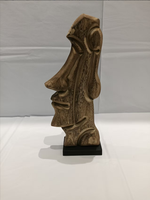 Sculpture artisanale en bois Moai, statue de tête de l'île de Pâques, art tribal, visage abstrait, sculpture sur bois, totem pour la maison moderne ou le bureau
