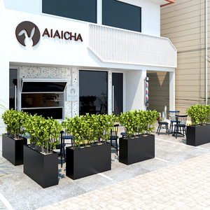 Jardinières extérieures en fibre de verre, bacs à fleurs sur pied en acier inoxydable personnalisés, jardinières modernes pour centres commerciaux, rues commerciales et places publiques - Product Image 2