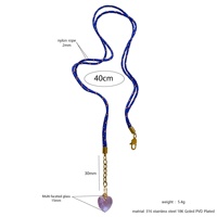 Collier superposé style Dopamine, chaîne en corde bleue avec breloques en améthyste translucide, fermoir en acier inoxydable, accessoire de plage tendance
