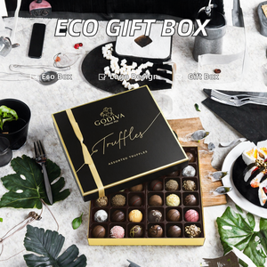 Biodegradable Rigid Cardboard Two-Piece Top Bottom Gift <b>Box</b> Sponge Lining Stamping Small/Large Premium Chocolate Truffle Food - Product Image 2