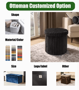 Pouffe de Rangement Pliant Gris en Lin et Banc Ottoman Pliable, Mobilier de Chambre avec Rangement - Product Image 6