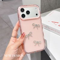 Coque de téléphone intelligente avec nœud papillon pour iPhone 11/12/13/14/15/16/17, Étui mignon pour iPhone 17 Promax/18 Pro