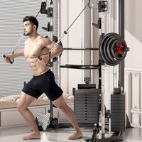 Station de musculation multifonctionnelle professionnelle avec cage de puissance et machine Smith, pile de poids de 80 kg pour la musculation, exercices des bras, triceps et biceps