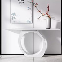 Table console moderne minimaliste en marbre avec piétement sur colonne pour appartement, salon, porche, rangement, meuble décoratif pour la maison