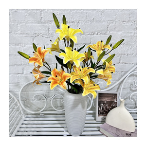 Usine de fleurs artificielles Meiyu Craft, lys artificiel à 3 fleurs et 3 bourgeons, fleur en soie, décoration de mariage, décoration de la maison, accessoire de photographie - Product Image 5