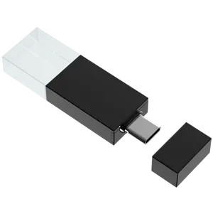 Novo logotipo personalizado privado de vidro metal USB C 16gb 32gb 64GB Pendrive 8gb OEM Vidro Usb Flash Drive com luz LED
