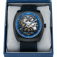 Montre automatique squelette Migaga pour homme, bracelet unique en nylon et cuir, montre mécanique à cœur ouvert
