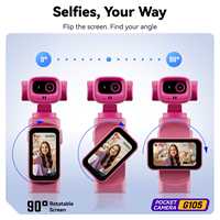 Kamera Saku Anak 1080P HD Mini Vlog Kamera Layar Putar 90 Derajat Zoom Digital 5X Kamera Video Genggam Baterai Dapat Dilepas