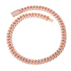 Collar de Cadena Cubana Miami Chapado en Oro Rosa con Moissanita para Hombre, Estilo Hiphop Iced Out, Joyería para Uso Diario - Product Image 1