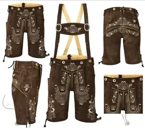 2024 allemand Oktoberfest Festival Lederhosen hommes garçons haute qualité Style bavarois chèvre cuir Shorts imprimer taille été - Product Image 1