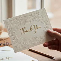 Tarjetas de Felicitación de Lujo con Papel Dorado, Tarjetas de Visita Personalizadas con Grabado, Tarjetas de Agradecimiento para Bodas con Sobres