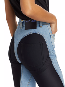 Pantalon skinny en denim de créateur de mode pour femmes personnalisé pantalon patchwork serré pour filles sexy jeans deux tons pour femmes - Product Image 5
