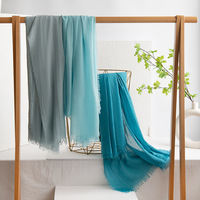 Écharpe en soie rétro en lin de coton transfrontalier pour femmes Design Simple couleur unie printemps automne crème solaire châle chaud japonais coréen