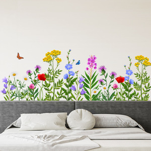Pegatinas de Pared de Flores y Plantas Verdes, Pegatinas Autoadhesivas de PVC con Diseño de Flores para Decoración de Paredes de Sala de Estar, Dormitorio y Hogar - Product Image 2