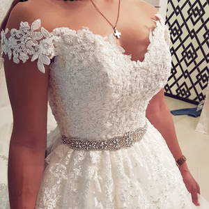 White A-Line Wedding Dress V-Neck Lace Natural Waist Vintage Style Mid-Length Sleeve - Product Image 2
