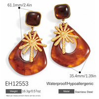 Boucles d'oreilles pendantes SUMMLY vintage rétro en acier inoxydable plaqué or 18 carats, motif écaille de tortue creuse et géométrique, pour femme, idéales pour le quotidien, les fêtes ou comme cadeau