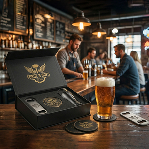 Ensemble de barware de luxe de style industriel OEM, décapsuleur en métal gravé au laser avec logo personnalisé, coffret cadeau bière pour entreprises - Product Image 5