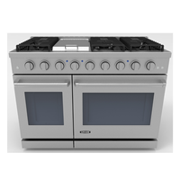 Table de cuisson électrique autonome Hyxion de 48 pouces avec 6 brûleurs et four à gaz à convection avec allumage électronique pour usage domestique et en camping-car