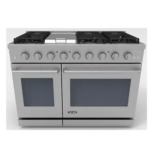 Table de cuisson électrique autonome Hyxion de 48 pouces avec 6 brûleurs et four à <span class=keywords><strong>gaz</strong></span> avec fonction de convection pour usage domestique et en camping-car - Product Image 1