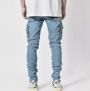 Jeans Cargo da <span class=keywords><strong>Uomo</strong></span> a Vita Media, Gamba Dritta, Vestibilità Slim, Elasticizzati, con Zip, Casual, Sostenibili, <span class=keywords><strong>Pantaloni</strong></span> Lunghi con Tasche <span class=keywords><strong>Laterali</strong></span> - Product Image 6