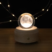 Lampe de lune chinoise boule de verre luminaire 3D cristal bande de lumière musique