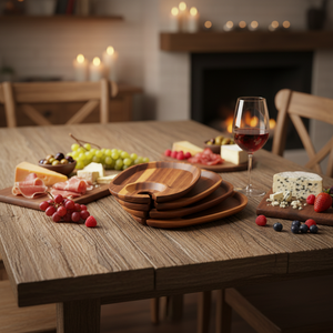 Bandeja de Madera de Acacia Pulida, Diseño Moderno y Simple, para Copas de Vino, Aperitivos, Cócteles, Comida Occidental, Filetes, Color Rojo - Product Image 5