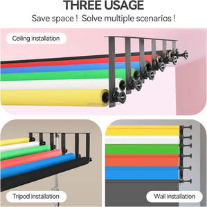 Sistema di Supporto per Sfondo Fotografico a 6 Rulli con Montaggio a <span class=keywords><strong>Parete</strong></span>, 2 Ganci a Sei Pieghe, 12 Barre Espandibili, 6 Catene - Product Image 2