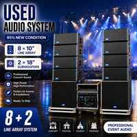 Système de sonorisation Line Array d'occasion 8x10 pouces avec amplificateur et rack pour 2x18 subwoofers, idéal pour concerts, églises, mariages, festivals et événements (location)
