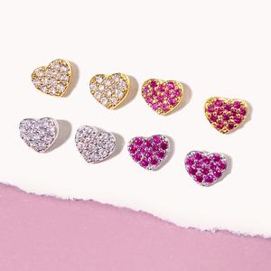 ต่างหูเพชร CZ แบบเกาหลี ชุบทอง 18K รูปหัวใจ สำหรับผู้หญิง - Product Image 1