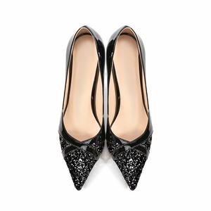 Zapatos de tacón alto elegantes de PU con purpurina y mezcla de charol para mujer, zapatos sexis con punta puntiaguda para fiest - Product Image 6