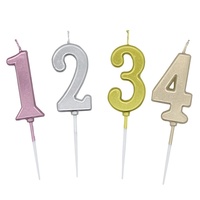 Bougies d'anniversaire en cire de paraffine écologiques faites à la main, couleurs or et argent, chiffres 0-9, pour la première fête d'anniversaire des enfants, vente en gros