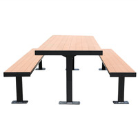 Table de pique-nique en bois WPC rectangulaire de 6 pieds pour l'extérieur Restaurant Garden Patio Long Cafe Table and Bench Set