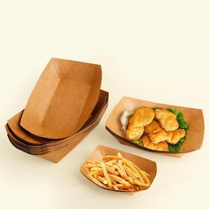 Emballage de fast-food jetable imprimé personnalisé Burger frites plateau alimentaire bateau en papier kraft - Product Image 3