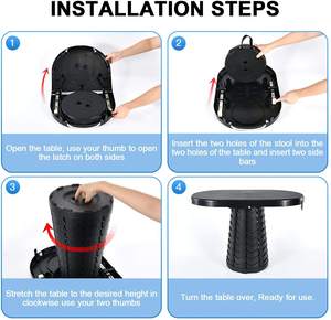 Mesas <span class=keywords><strong>Plegables</strong></span> Ligeras para Acampar, para Cocinar y Comer, Mesa Telescópica Portátil Pequeña y Taburete Plegable para Picnic en la Playa - Product Image 3