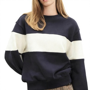 Sweat-shirt surdimensionné personnalisé avec logo OEM pour femme, col rond, épaules tombantes, manches longues, tricot décontracté en mélange de coton, vêtement d'extérieur pour l'automne - Product Image 1
