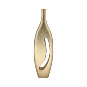 Vaso da tavolo moderno in metallo con design traforato per decorazioni con erba della pampa o steli artificiali - Product Image 1