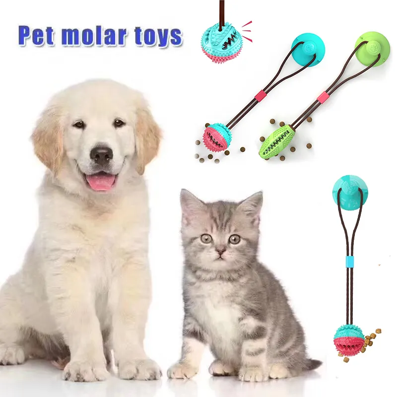 Dog Toys Interactive Suction Cup Push Ball Toy Molar Bite Elastic Ropes Dog Tooth Cleaning Chewing Feeder Training toys