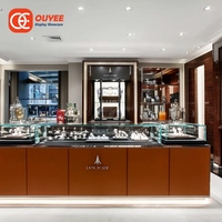 Vitrine de présentation de bijoux en verre sans cadre en bois laqué de qualité supérieure pour magasin de diamants